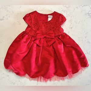 Sweet Heart Rose Toddler Formal Red Dress with Lace, Satin & Tulle, 18 months